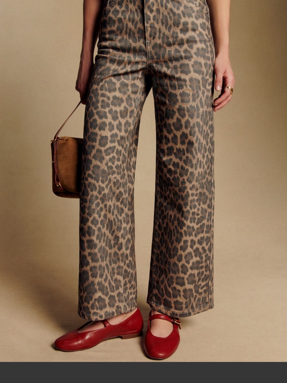 Sézane Le Crop Denim in Nevada Leopard Print, French Size 36 (US Size 4)